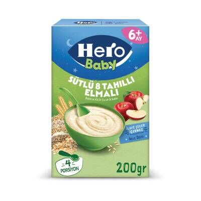 Hero Baby Sütlü 8 Tahıllı Elmalı Ek Besin 200 G