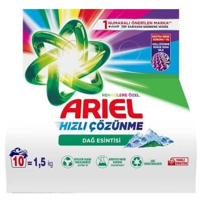 Ariel Dağ Esintisi Renklilere Özel 1,5 kg AquaPudra Toz Çamaşır Deterjanı