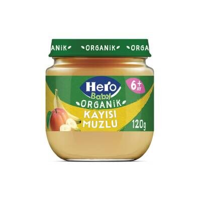 Hero Baby Organik Kayısı Muz Püreli  Kavanoz Mama 120 G