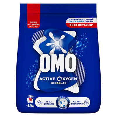 Omo Active Oxygen Toz Çamaşır Deterjanı Beyazlar 4.5 KG 30 Yıkama