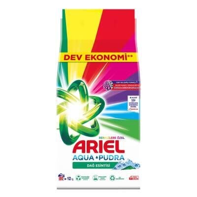 Ariel Dağ Esintisi Renkliler 12 Kg 80 Yıkama Toz Çamaşır Deterjan