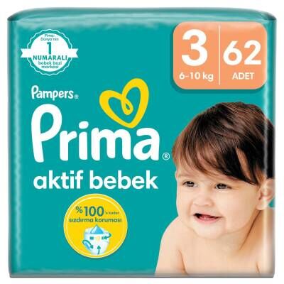 Prima Aktif Bebek Ekonomik Paket 3 Beden 6-10 Kg 62 Adet