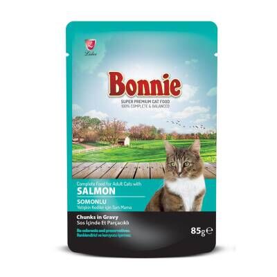 Bonnie Kedi Pouch Somonlu Sos İçinde Et Parçacıklı 85 G