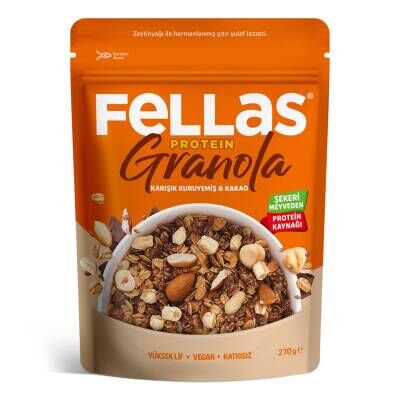 Fellas Vegan Protein Granola Karışık Kuruyemiş & Kakao 270G