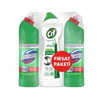 Domestos Çamaşır Suyu Dağ Esintisi 2 x 810G + Cif Krem 750 G