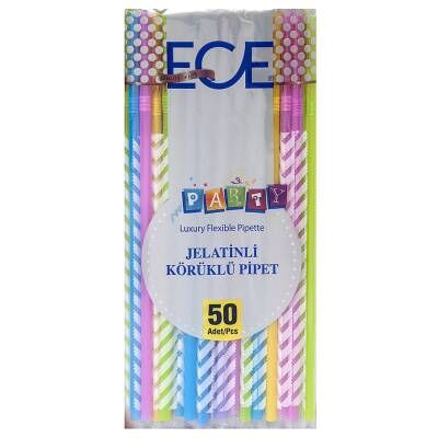 Ece Party Jelatinli Körüklü Pipet 50'li (EPK691)