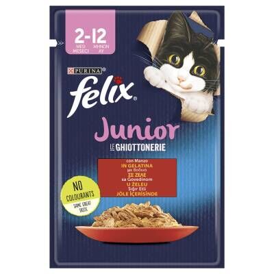 Felix Junior Sığır Etli Yaş Yavru Kedi Maması Pouch 85 G