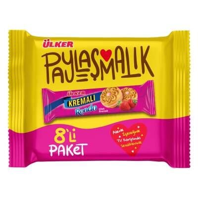 Ülker Kremalı Rondo Çilekli Bisküvi 8 x 61 G