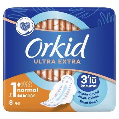 Orkid Ultra Extra Hijyenik Ped Normal Tekli Paket 8'li