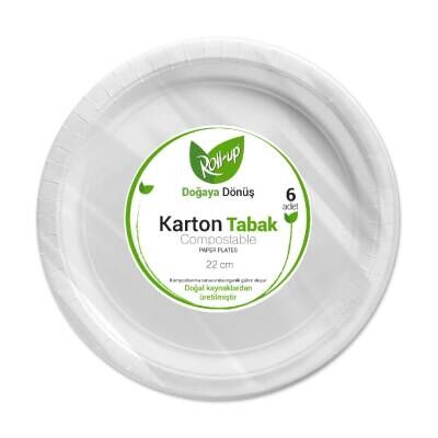 Roll-Up Doğaya Dönüş Karton Tabak  6'lı 22 Cm