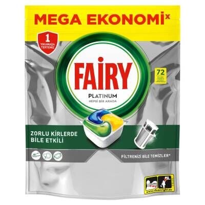 Fairy Platinum 72 Yıkama Bulaşık Makinesi Deterjanı Kapsülü Limon Kokulu