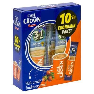 Cafe Crown 3ü 1 Arada Fındık Aromalı Paket 10 x 18 G