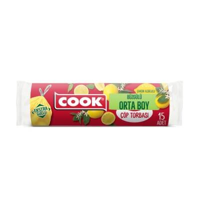 Cook Büzgülü Çöp Torbası Orta Boy Limon Kokulu 15'li