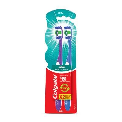Colgate 360 Komple Ağız Temizliği Orta Diş Fırçası 1+1