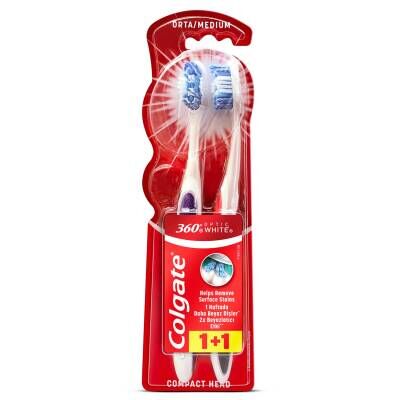 Colgate 360 Optik Beyaz Orta Diş Fırçası 1+1