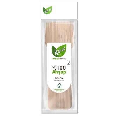 Roll-Up Doğaya Dönüş Ahşap Çatal 8'li