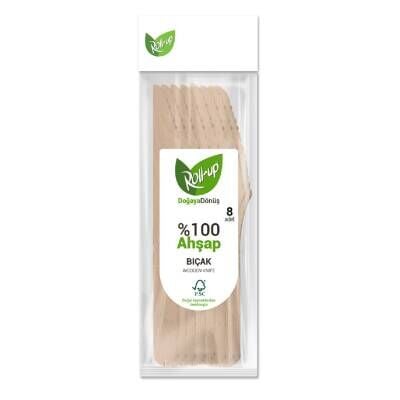Roll-Up Doğaya Dönüş Ahşap Bıçak 8'li
