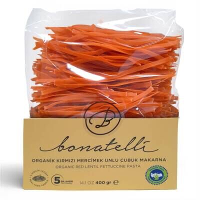 Bonatelli Organik Kırmızı Mercimekli Çubuk Makarna 400 G