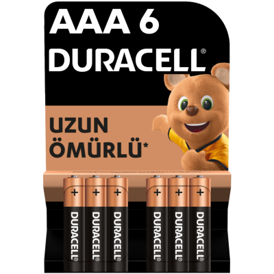 Duracell Alkalin AAA İnce Kalem Pil 1,5 V (LR03 / MN2400) 6’lı Paket