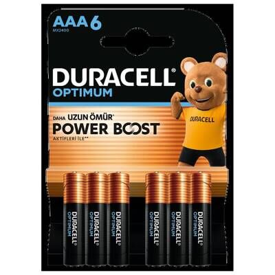 Duracell Optimum Powerboost AAA İnce Kalem Pil 6'lı