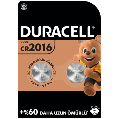 Duracell Özel 2016 Lityum Düğme Pil 3V (CR2016) 2’li Paket