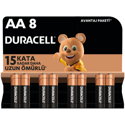 Duracell Alkalin AA Kalem Pil 1,5V LR6/MN1500 8'li Paket
